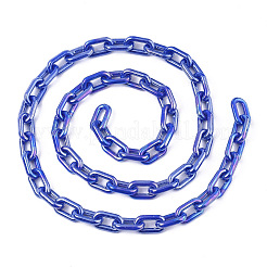 アクリル不透明アズキチェーン  ABカラー  オーバル  ブルー  13x8x2mm  19.68インチ（50cm）/連&nbsp;X-PACR-N009-002B