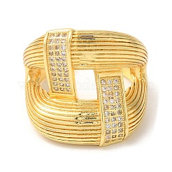 Double Layer Brass Micro Pave Cubic Zirconia Open Cuff Rings&nbsp;X-RJEW-U008-09G