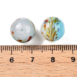 手作りランプワークビーズ  花の丸  ツートン  空色  12x12~12.5mm  穴：1.2~1.6mm&nbsp;LAMP-T023-02A-05