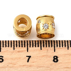 スターリングシルバーマイクロパヴェクリアキュービックジルコニアビーズ925個  太陽とコラム  18KGP本金メッキ  7x7mm  穴：3mm&nbsp;STER-F061-04B-G