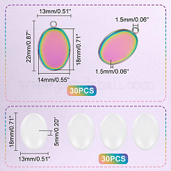 30Pcs Ion Plating(IP) 304 Stainless Steel Pendant Cabochon Settings&nbsp;STAS-UN0049-14