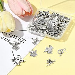 80Pcs Tibetan Style Alloy Moon with Fairy Pendants&nbsp;TIBEP-FA0001-RS