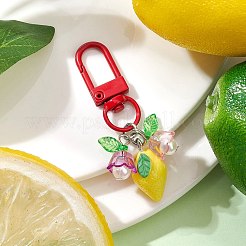 フルーツ樹脂とアクリルペンダント装飾  バッグ装飾用の合金製回転留め金チャーム  混合図形  53.5~61.5mm&nbsp;HJEW-JM02987