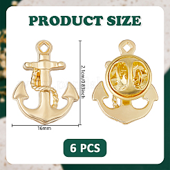 6Pcs Alloy Lapel Pin Backs&nbsp;JEWB-DC0001-23G