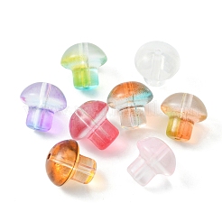 80個8色透明ガラスビーズ  キノコ  ミックスカラー  13.5x13.5mm  穴：1.6mm  10個/カラー&nbsp;GLAA-FS0001-44