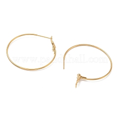 304ステンレススチールフープピアス金具  イオンプレーティング（ip）  18KGP本金メッキ  43x39x1~5.5mm  ピン：1mm&nbsp;SA-CBABC0F-02G