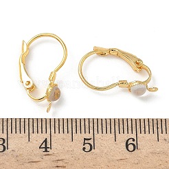 フラットラウンドい真鍮ガラスフレンチフックピアス金具  ニッケルフリー  18KGP本金メッキ  19x4.5x11mm  穴：0.8mm  ピン：0.9mm&nbsp;KK-Z136-25G