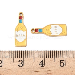 304ステンレススチールエナメルペンダント  ビール  イオンプレーティング（ip）  18KGP本金メッキ  ゴールド  18x6x1.5mm  穴：1.4mm&nbsp;STAS-G360-04G-01