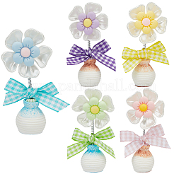5Pcs 5 Colors Cute Plastic Shaking Head Flower Ornament&nbsp;AJEW-CN0006-02