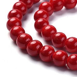 ベーキングラウンドプリントガラスビーズ連売り  ミックスカラー  8.5~9mm  穴：1.5mm  約105個/連  31.8インチ&nbsp;DGLA-Q020-8mm-M