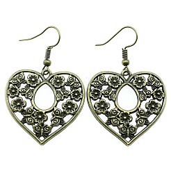 Hollow Heart Zinc Alloy & Iron Dangle Earrings&nbsp;FS-WG092B4-02