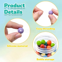 70個7スタイルの丸型食品グレードの環境に優しいシリコンビーズ  ミックスカラー  11.5~12mm  穴：2mm  10個/スタイル&nbsp;SIL-YW0001-39