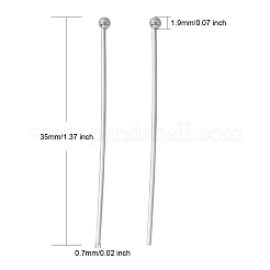 変色しにくい304ステンレススチール製ボールヘッドピン  ステンレス鋼色  35x0.7mm  21ゲージ  ヘッド：1.9mm&nbsp;STAS-N017-02-35mm