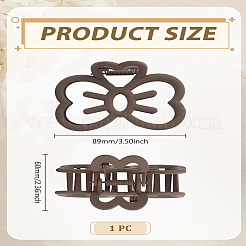 プラスチック製の爪付きヘアクリップ1個  蝶結び  キャメル  89x60mm&nbsp;PHAR-LP0002-27F
