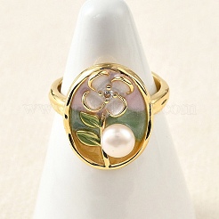 Brass Enamel Cuff Rings&nbsp;RJEW-K291-03G-02