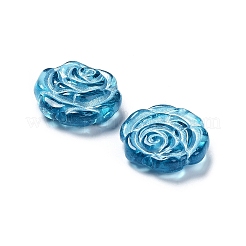 メッキクリアアクリルビーズ  ライン入り  ローズ  ドジャーブルー  13.5x14x4.5~5mm  穴：1.6mm  約950個/500g&nbsp;OACR-G016-09O