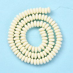 手作り樹脂粘土ビーズ連売り  ジュエリー工芸用品のDIY用  フラットラウンド  ベージュ  6~7x3mm  穴：1.5mm  約113~116個/連  15.55インチ〜16.14インチ（39.5~41cm）&nbsp;CLAY-N008-008K