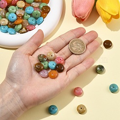 160個 8色アクリル天然石風ビーズ  ロンデル  ツートン  ミックスカラー  13~15.5x6~7.5mm  穴：1.8mm  20個/カラー&nbsp;MACR-YW0004-87