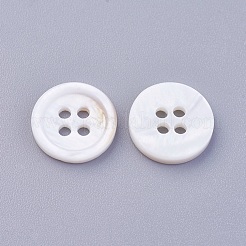 4ホールのシェルボタン  染色されていない  フラットラウンド  フローラルホワイト  11.5x2mm  穴：1.5mm&nbsp;BSHE-P026-17