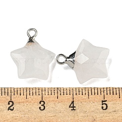 天然石クオーツクリスタルペンダント  ラックメッキ真鍮のパーツ  スター  18x15x6mm  穴：2mm&nbsp;G-P540-01P-02