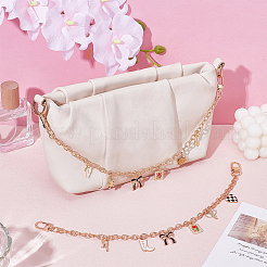 2Pcs 2 Styles Alloy Enamel Bowknot Boot Heart Purse Decorative Chains&nbsp;HJEW-UN00084