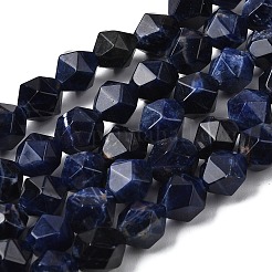 天然ソーダライトビーズ連売り  スターカットラウンドビーズ  多面カット  7~8x7~8x7~8mm  穴：1mm  約46~47個/連  14.72''~15''（37.4~38.1センチメートル）&nbsp;G-Z119-A35-02