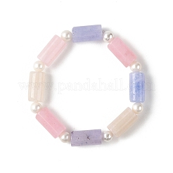 Dyed Natural Malaysia Jade Column and Shell Pearl Beaded Stretch Bracelets&nbsp;BJEW-JB14349-01