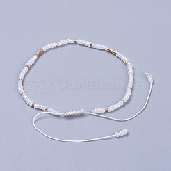 調整可能なナイロン糸編組ビーズブレスレット  ガラスシードビーズとガラスラッパビーズ  ミックスカラー  2インチ（5.2cm）&nbsp;BJEW-JB04374