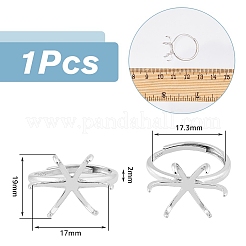 Adjustable Rhodium Plated 925 Sterling Silver Ring Findings&nbsp;STER-WH0019-03P