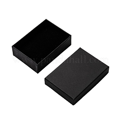 厚紙のネックレス箱  内部のスポンジ  長方形  ブラック  9x6.5x2.8cm&nbsp;X-CBOX-S008-04