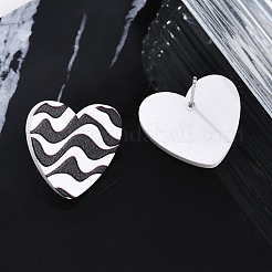 Heart Acrylic Printed Stud Earrings for Women&nbsp;EJEW-G418-01E