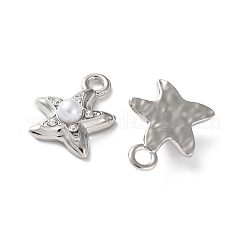 ラックめっき合金ペンダント  ラインストーンとABS模造真珠付き  スターのチャーム  プラチナ  15x13x6mm  穴：2mm&nbsp;FIND-M038-14P