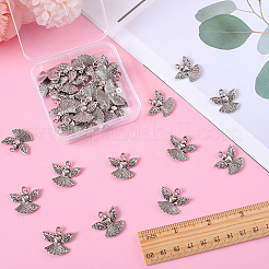 合金のチベット風チャーム  天使  カドミウムフリー＆鉛フリー  アンティークシルバー  21x23x3.5mm  穴：2mm  40個/箱&nbsp;FIND-SC0005-46