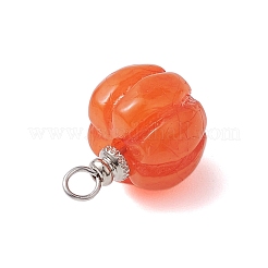不透明樹脂の野菜ペンダント  304ステンレススチールループ付き秋のカボチャチャーム  オレンジ  19x13x13mm  穴：3mm&nbsp;X1-PALLOY-JF02766-01