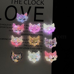蓄光透明樹脂カボション  キツネの形をしたマスク  グリッターパウダー付き  暗闇で光る  ミックスカラー  25x26x8mm&nbsp;CRES-L045-08