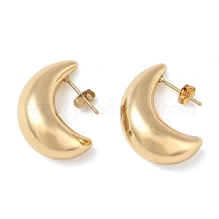 女性のための真鍮のスタッドピアス  ムーン  ゴールドカラー  26x19x10mm&nbsp;KK-CBAD851-05G