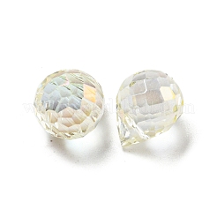 電気メッキガラスビーズ  多面カット  フル虹メッキ  ティアドロップ  ライトゴールデンロッドイエロー  9.5x8mm  穴：1.2mm&nbsp;EGLA-A041-02-FR04