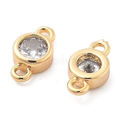 Brass Clear Cubic Zirconia Connector Charms&nbsp;KK-G516-12G
