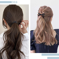 女の子用 6 種類の鉄＆ポリエステル ワニ口ヘアクリップ  ポリエステルとABSプラスチックパール付き  蝶結び  ブラック  30~232x42~175x8.5~21.5mm&nbsp;PHAR-SP0001-20