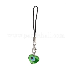 Heart Handmade Evil Eye Lampwork  Mobile Strap&nbsp;HJEW-JM00838