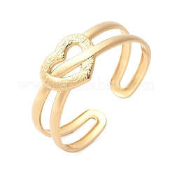 女性用304ステンレススチールカフバングル  ハート  ゴールドカラー  内径：1-7/8x2-1/8インチ（4.8x5.3cm）&nbsp;BJEW-U032-20G