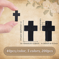 200色の木製ペンダント5個  クロス  ミックスカラー  21~22x14~15x4~5mm  穴：1.8mm&nbsp;WOOD-UN0001-13
