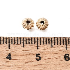真鍮ビーズ  コルゲートラウンド  長持ちメッキ  ラックめっき  ライトゴールド  4.5x3.5mm  穴：1mm&nbsp;KK-C258-13A-LG