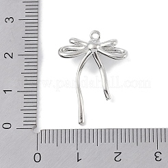 真鍮マイクロパヴェクリアキュービックジルコニアペンダント  蝶結び  プラチナ  24x20x3.5mm  穴：1mm&nbsp;KK-U008-03A-P