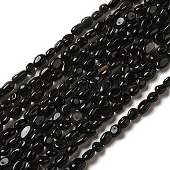 染色天然黒曜石ナゲットビーズ連売り  5~10x6~7x3~7mm  穴：1mm  約14.9インチ〜15.7インチ&nbsp;G-J335-04