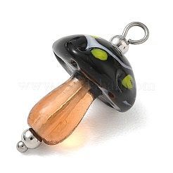 304 Stainless Steel with Handmade Bumpy Lampwork Pendants&nbsp;LA-CBA4231-01D-P