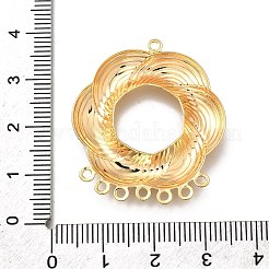 真鍮製のシャンデリアコンポーネントリンク  カドミウムフリー＆ニッケルフリー＆鉛フリー  中空の花  18KGP本金メッキ  34.5x30.5x4.5mm  穴：1.5mm&nbsp;KK-K378-74G