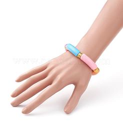 不透明なアクリルビーズブレスレット  カーブチューブ  カラフル  内径：2インチ（5.1cm）&nbsp;BJEW-JB06513-03