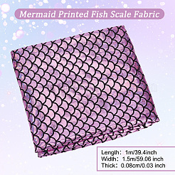 Sparkly Hologram Spandex Mermaid Printed Fish Scale Fabric&nbsp;AJEW-WH0001-44