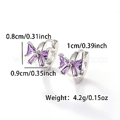 Anti-Tarnish Rhodium Plated Platinum 925 Sterling Silver Micro Pave Cubic Zirconia Hoop Earrings&nbsp;MJ7075-2